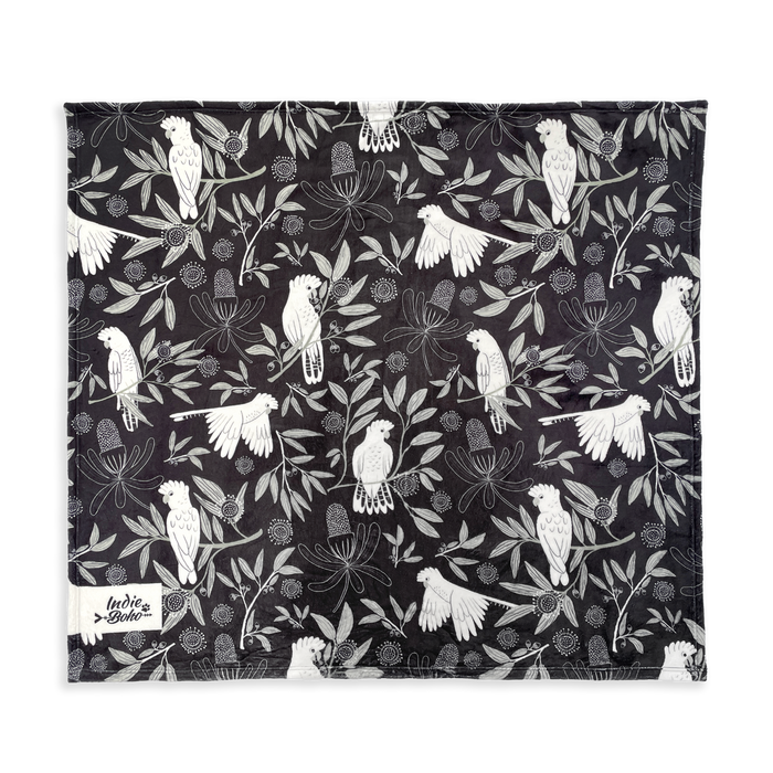 Sunset Cockatoo BLACK - Designer Pet Blanket