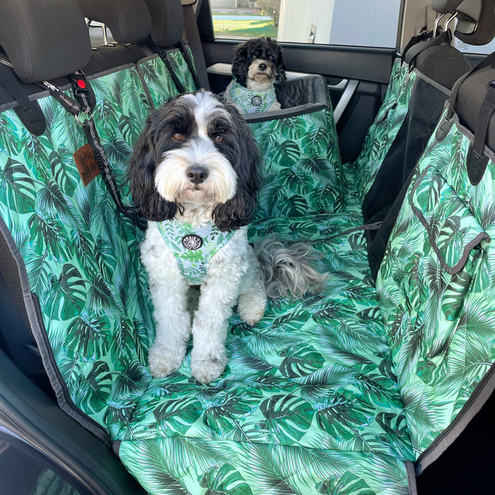 Dog Hammock Back Seat Cover | Tropical Leaves | Car 2-in-1 System