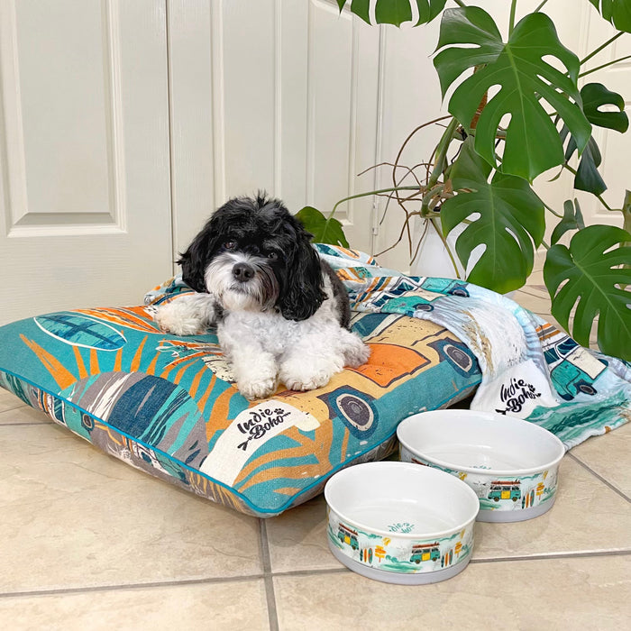 Ceramic Dog Bowl Set - Byron Surf 