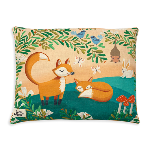 Australian dog bed with cute fox and rabbit print