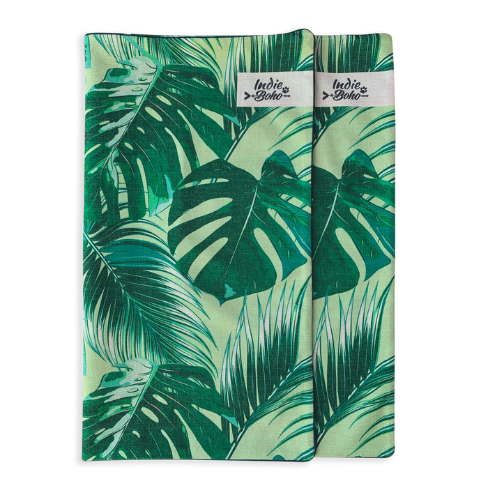 Additional Linen-Blend Bed Cover - Tropical Leaves